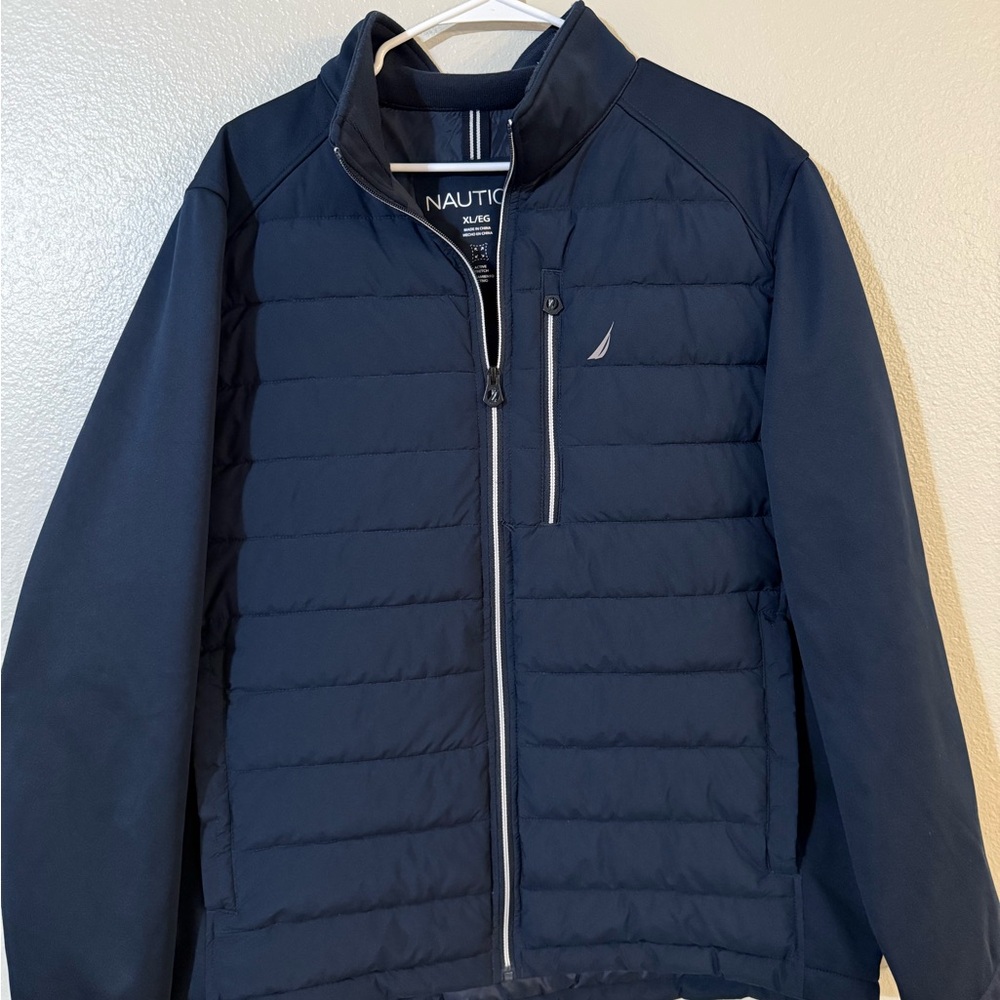 Nautica Blue Puffer Jacket with Quilted Design